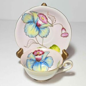Blue Flowers Teacup and Saucer Vintage Japan